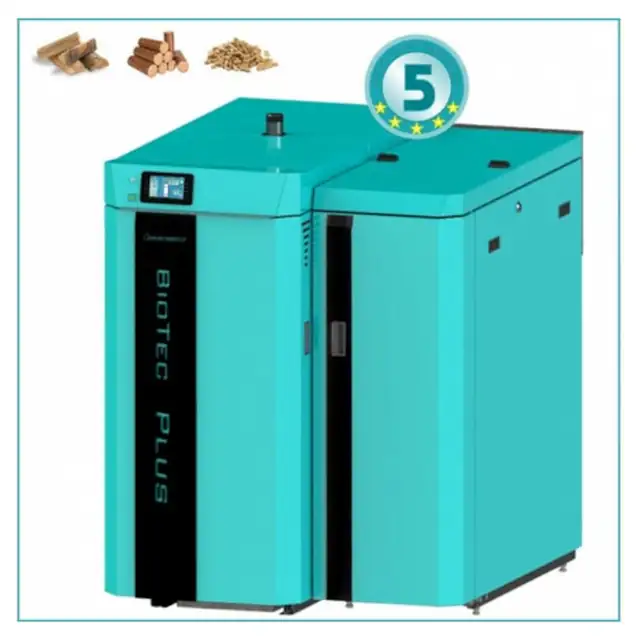 Cazan cu gazificare lemn și peleți Centrometal BioTec Plus, 25 kW, 2 camere de combustie, automatizare digitală, eficiență clasa 5