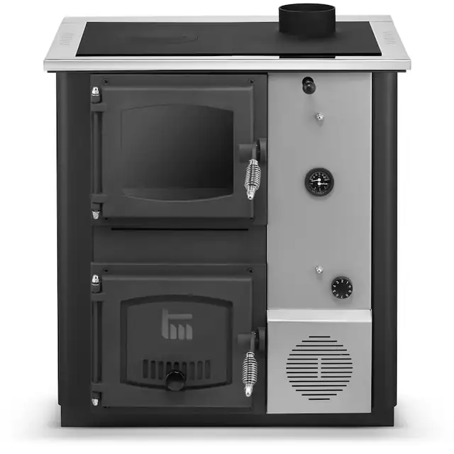 Soba tip centrala cu plita Tamara PLUS 30KW, GRI ANTRACIT, fara cuptor