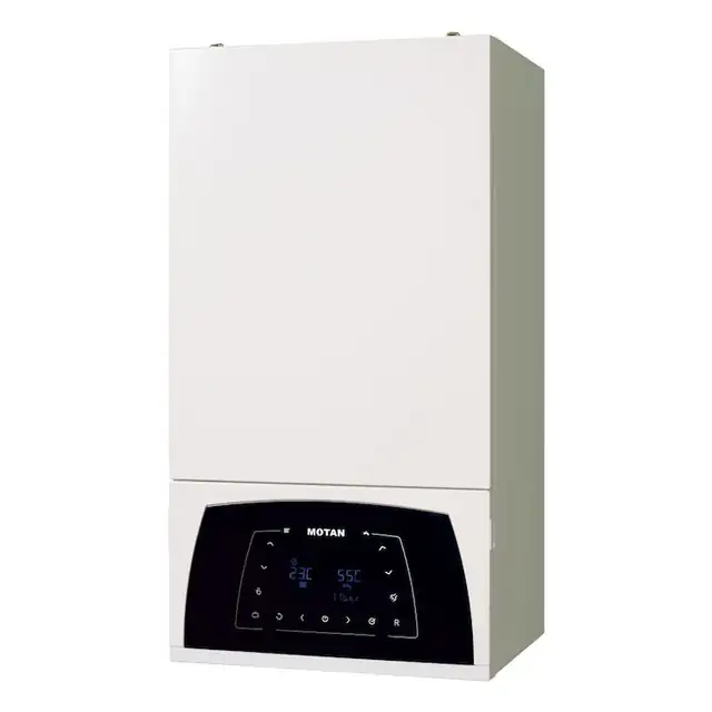 Centrala termica pe gaz in condensare Motan Condens Plus 100 25 C38GC25V1XP4, 25.6 kW incalzire/28.2 kW ACM, schimbator din otel inoxidabil, Kit de evacuare inclus + Filtru antimagnetita + 2 ani Extra Garantie