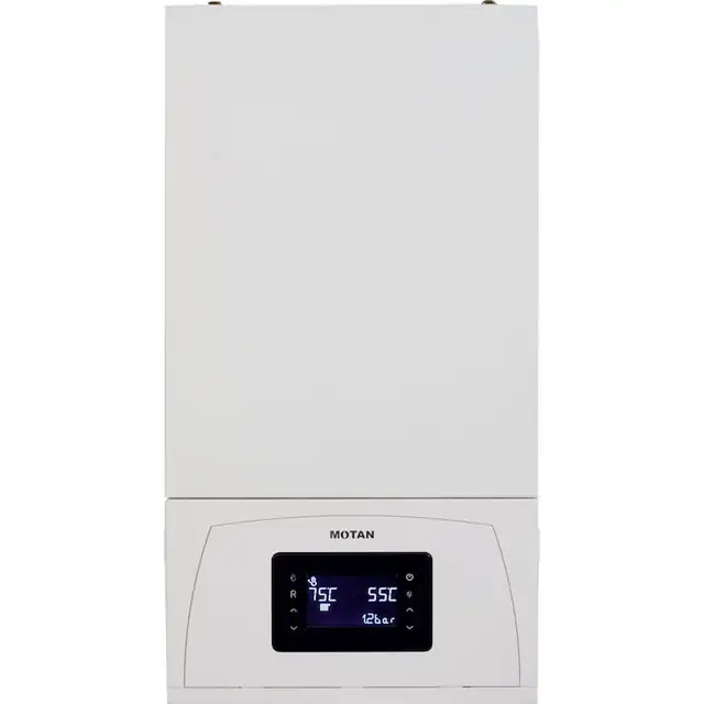 Centrala termica in condensare Motan Condens 100 C38GC25-PV1, 25 kw, schimbator principal inox, schimbator secundar supradimensionat, raport de modulare 1:10, grup hidraulic din composit, fara kit de evacuare