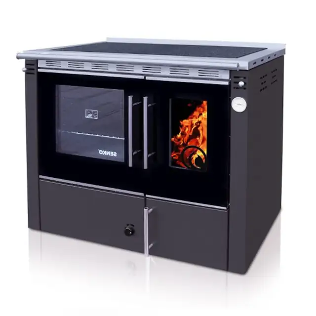 Soba tip centrala cu plita si cuptor Cezara 25 PREMIUM, ev.dreapta, culoare ANTRACIT, 25kw