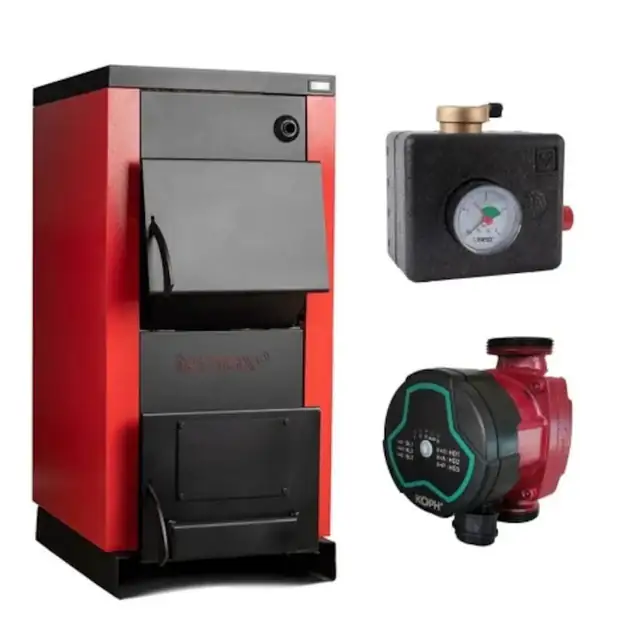 Pachet Centrala/Cazan pe lemn Termax 40 kW, cu ardere standard, volum manta apa 120 litri, Grup Siguranta, Pompa Recirculare