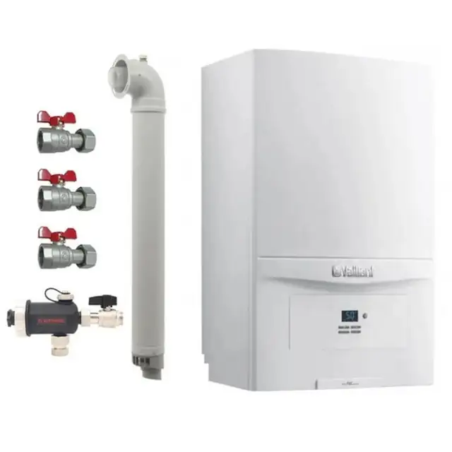 Pachet centrala termica pe gaz/GPL in condensare Vaillant ecoTEC pure VUW 236/7-2, 20.2 kW, incalzire si ACM, Kit de evacuare inclus, Robineti si Filtru antimagnetita
