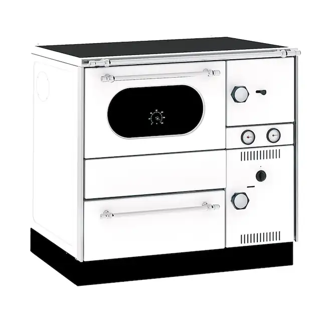 Soba de gatit cu plita si cuptor, tip centrala, Alfa Plam, AlfaTerm20, 23 kW, alb, stanga