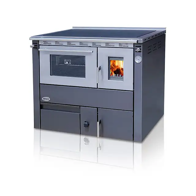 Soba centrala cu plita si cuptor CEZARA 25, 25kw, GRI ANTRACIT, dreapta