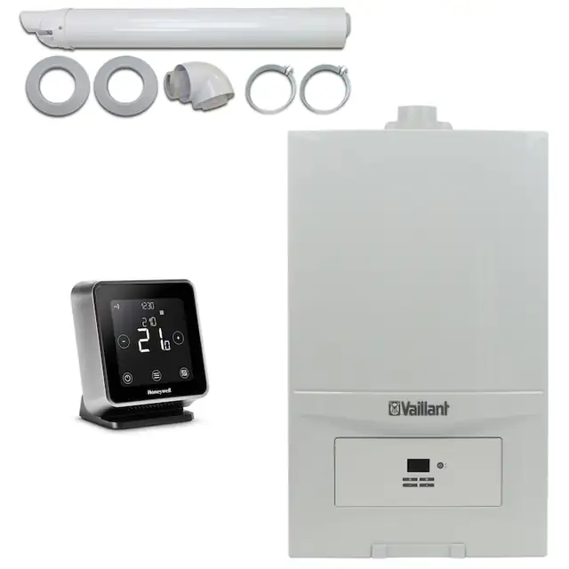 Pachet centrala termica Vaillant VUW 286/7-2 eco tec Pure 28 kW, Kit evacuare si termostat Wireless Honeywell Lyric T6R